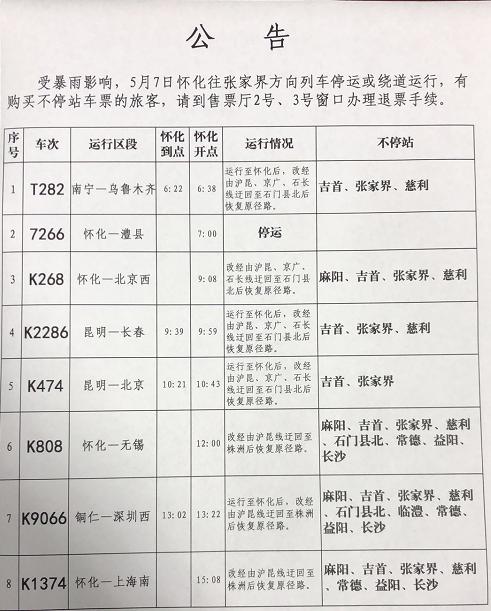 受降雨影响 17日多地旅客列车停运